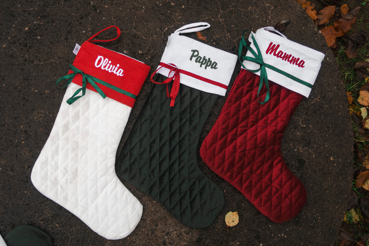 Quiltet julestrømpe med navn