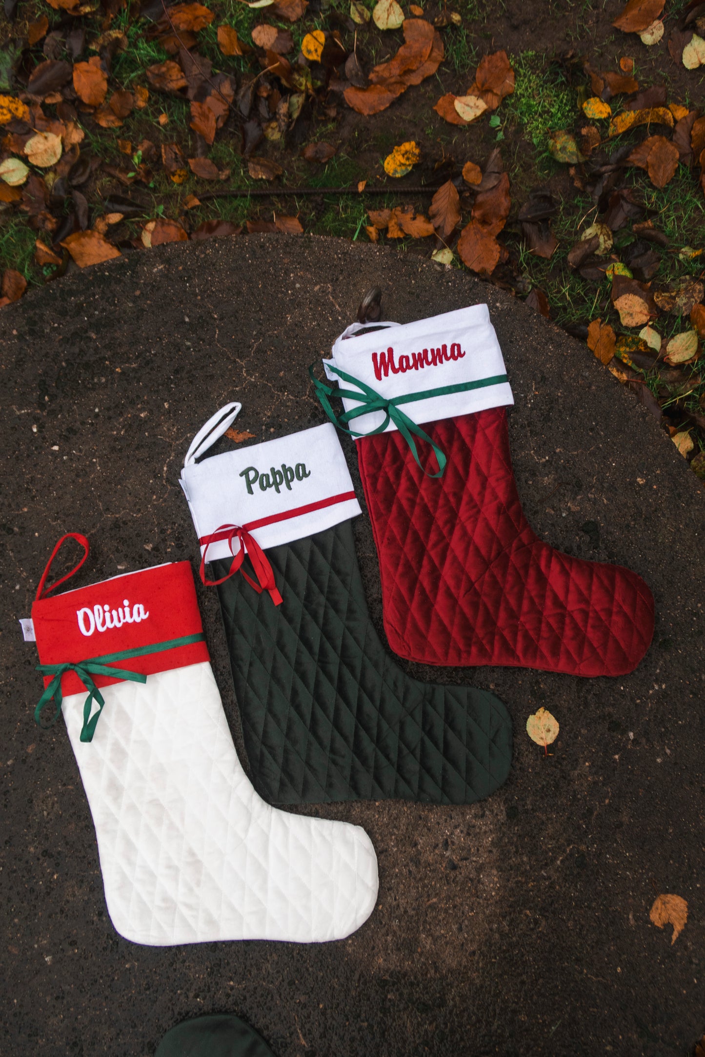 Quiltet julestrømpe med navn