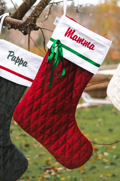 Quiltet julestrømpe med navn