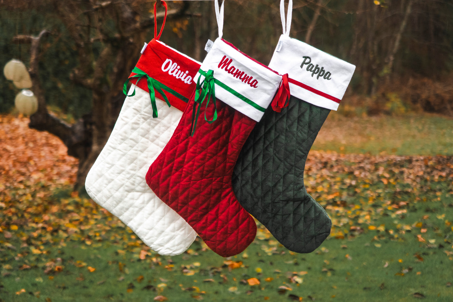 Quiltet julestrømpe med navn