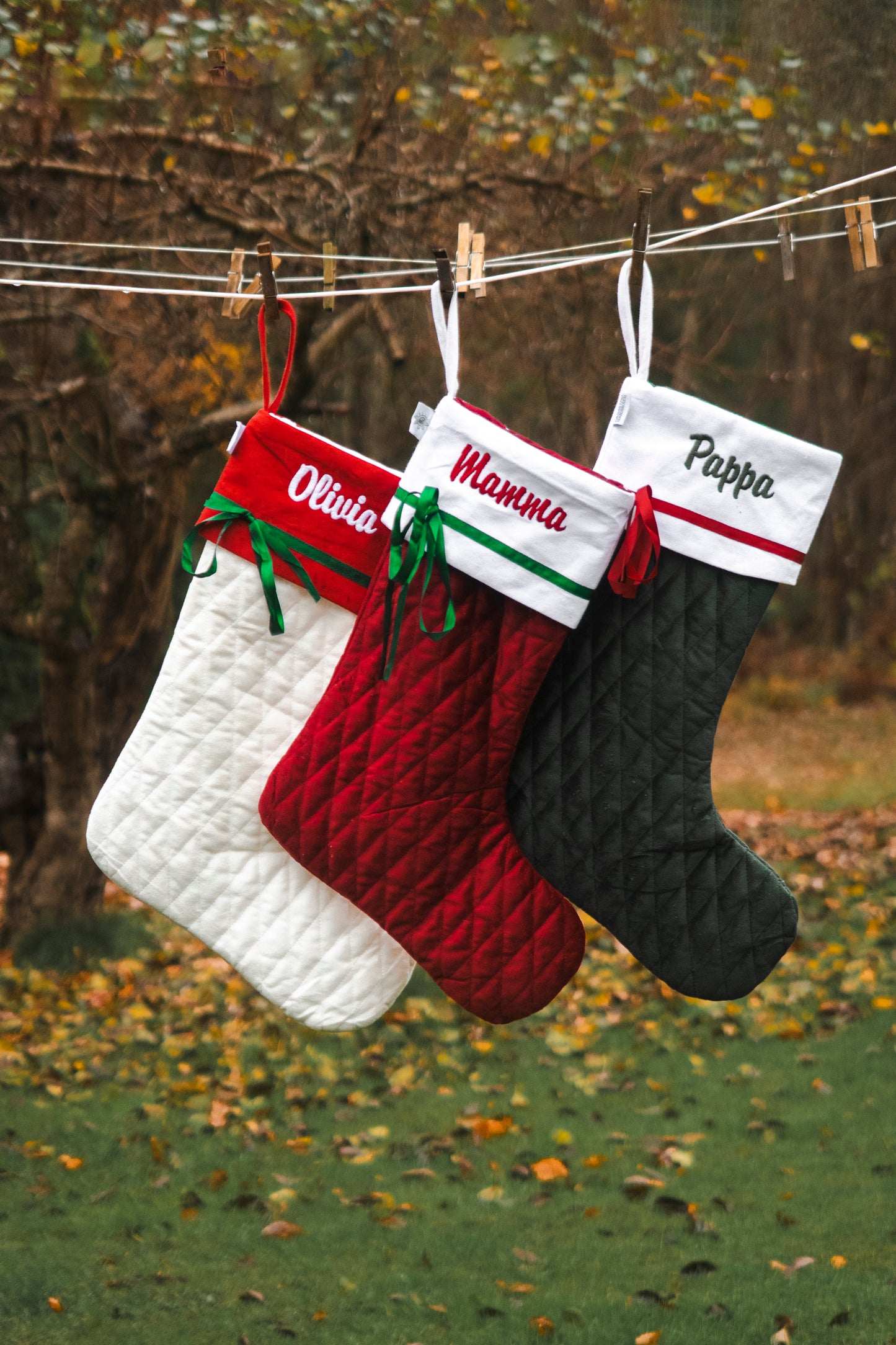 Quiltet julestrømpe med navn